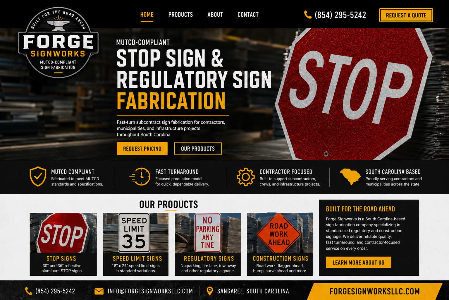 Forge Signworks homepage — MUTCD-compliant sign fabrication